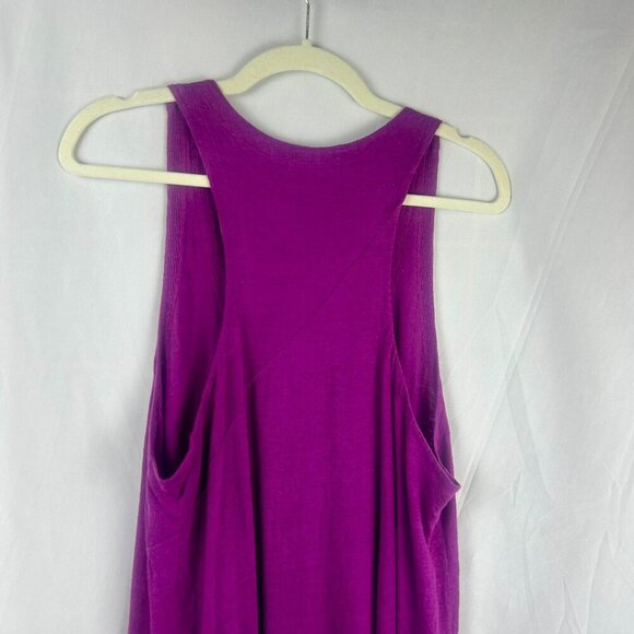 Eileen Fisher 100% Org Linen Tank Tunic Women Med Purple Asymmetrical Racerback - Picture 6 of 7